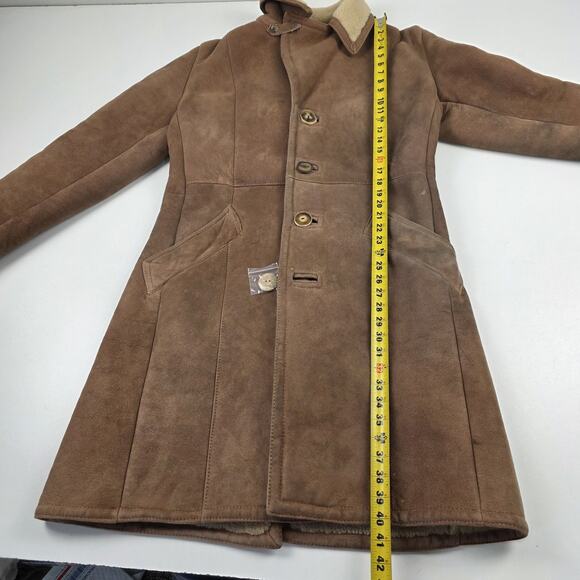 Vintage Abercrombie & Fitch Shearling Coat Men’s Size 40 Brown Suede & Sheep - Picture 4 of 16